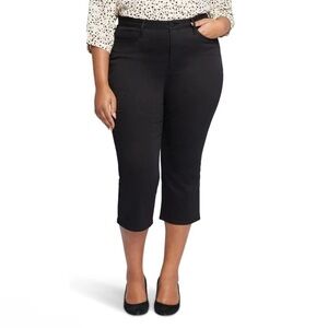 Nydj Straight Leg Crop Capri Jeans Black Raw Hem Lift Tuck Size 22W